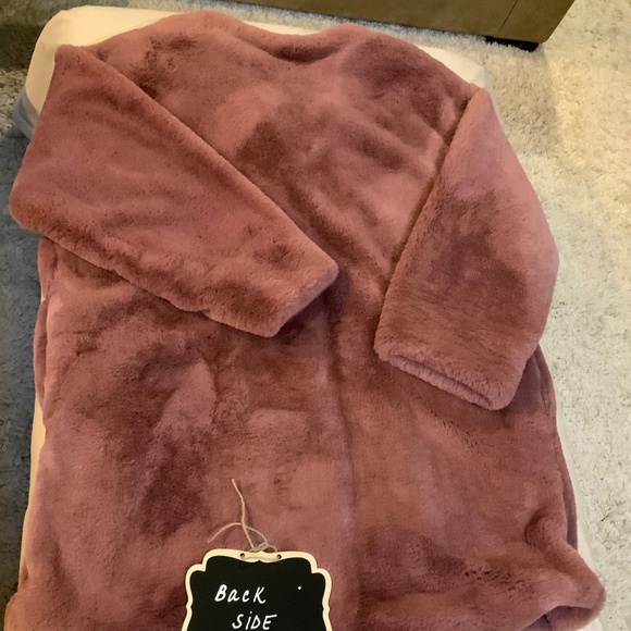 Free People Faux Fur Jacket Dusty Rose/Pink Color Sz M/L - Picture 12 of 13